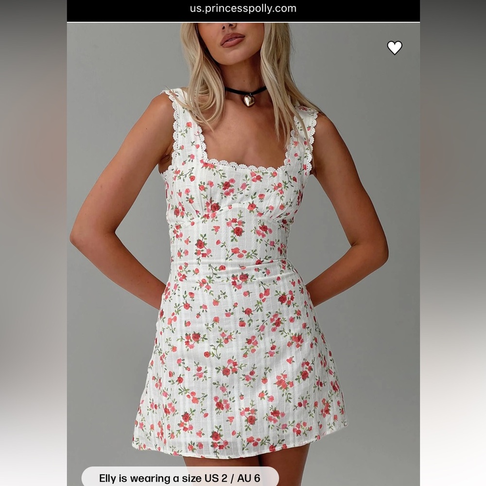 Princess Polly White and Red Floral Mini Dress